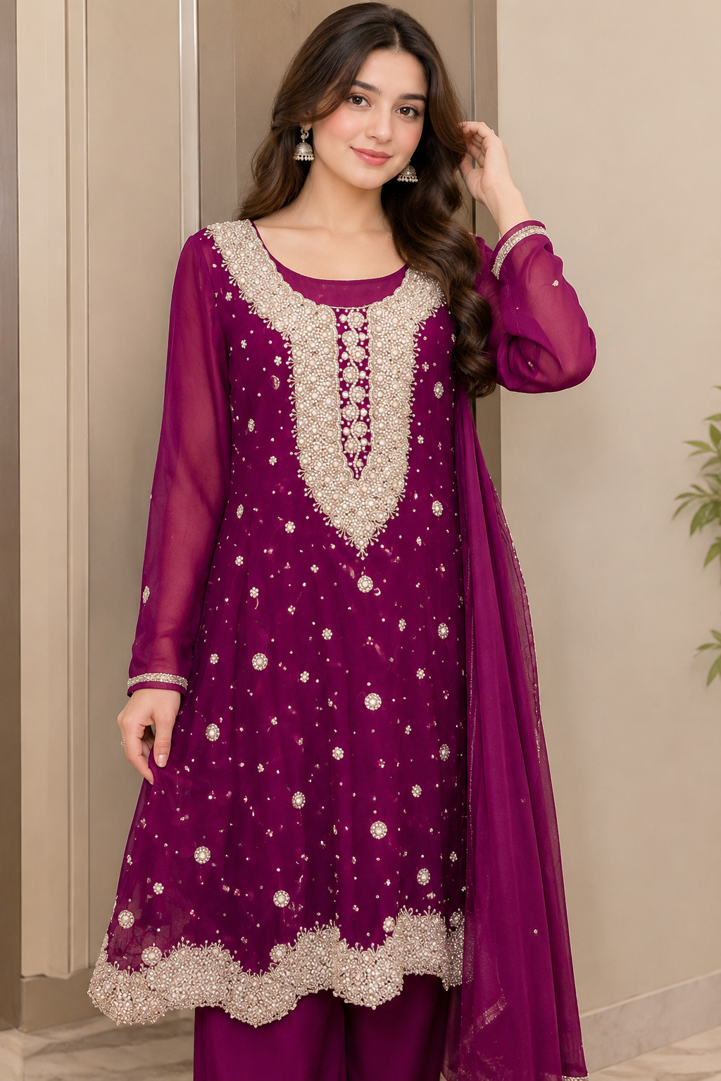 Beautiful dhapka work 3piece dress