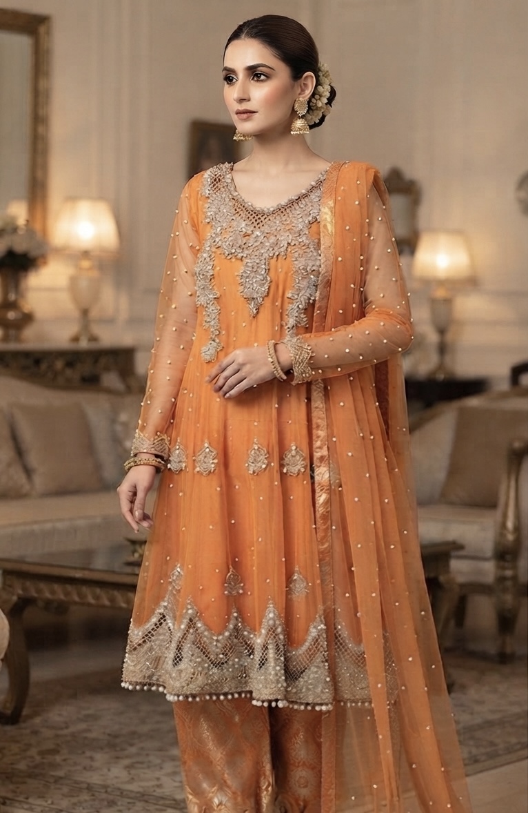 dhapka work Partywear beautiful 3pc dress